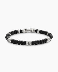 Hex Bead Bracelet in Sterling Silver with Black Onyx, 6mm