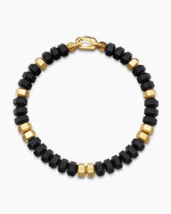 Hex Bead Bracelet with Black Onyx and 18K Yellow Gold, 8mm