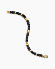Hex Bead Bracelet with Black Onyx and 18K Yellow Gold, 8mm