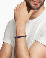 Hex Bead Bracelet with Lapis and 18K Yellow Gold, 8mm