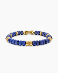 Hex Bead Bracelet with Lapis and 18K Yellow Gold, 8mm