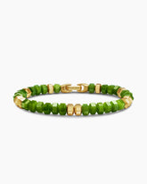 Hex Bead Bracelet with Nephrite Jade and 18K Yellow Gold, 8mm