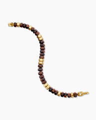 Hex Bead Bracelet with Red Tiger’s Eye and 18K Yellow Gold, 8mm