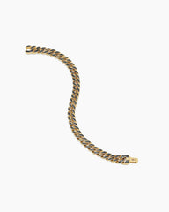 Curb Chain Bracelet in 18K Yellow Gold with Forged Carbon, 8mm