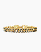 Curb Chain Bracelet in 18K Yellow Gold with Forged Carbon, 8mm
