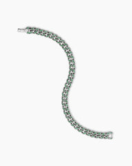Curb Chain Bracelet in 18K White Gold with Emeralds, 8mm