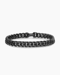 Curb Chain Bracelet in Black Titanium with Black Diamonds, 8mm