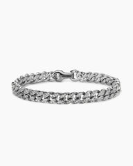Curb Chain Bracelet in Platinum with Diamonds, 8mm