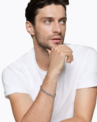 Curb Chain Bracelet in Platinum with Diamonds, 8mm