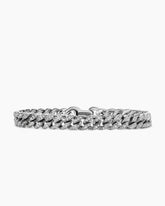 Curb Chain Bracelet in Platinum with Diamonds, 8mm
