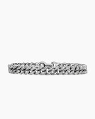 Curb Chain Bracelet in Platinum with Diamonds, 8mm