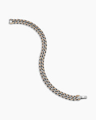 Curb Chain Bracelet in Sterling Silver with Orange Sapphires, 8mm