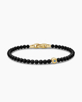 Spiritual Beads Evil Eye Bracelet with Black Onyx, Sapphire and 18K Yellow Gold, 4mm