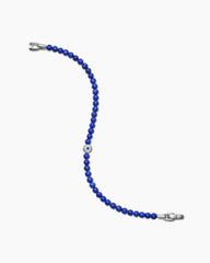 Spiritual Beads Evil Eye Bracelet in Sterling Silver with Lapis and Sapphire, 4mm