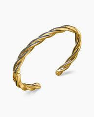 DY Helios™ Cuff Bracelet in 18K Yellow Gold with Forged Carbon, 6mm