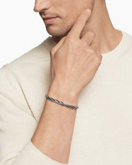 DY Helios™ Cuff Bracelet in Sterling Silver with Black Diamonds, 6mm