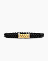 Chevron Bracelet in Black Rubber with 18K Yellow Gold and Diamonds, 6mm