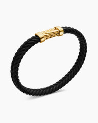 Chevron Bracelet in Black Rubber with 18K Yellow Gold, 6mm