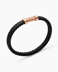 Chevron Bracelet in Black Rubber with 18K Rose Gold, 6mm