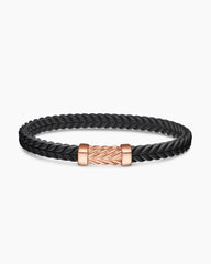 Chevron Bracelet in Black Rubber with 18K Rose Gold, 6mm