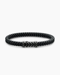 Chevron Bracelet in Black Rubber with Black Titanium and Black Diamonds, 6mm