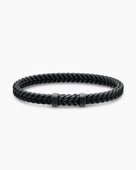 Chevron Bracelet in Black Rubber with Black Titanium, 6mm