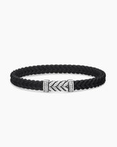Chevron Bracelet in Black Rubber with Diamonds and Sterling Silver, 6mm