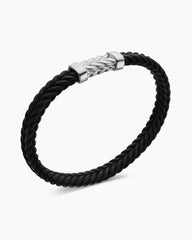Chevron Bracelet in Black Rubber with Sterling Silver, 6mm