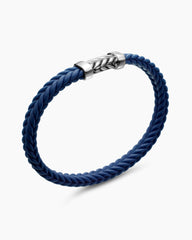 Chevron Bracelet in Blue Rubber with Sterling Silver, 6mm