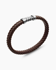 Chevron Bracelet in Brown Rubber with Sterling Silver, 6mm