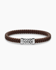 Chevron Bracelet in Brown Rubber with Sterling Silver, 6mm