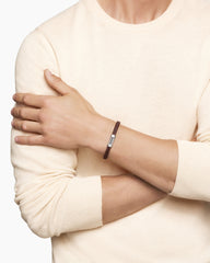 Chevron Bracelet in Brown Rubber with Sterling Silver, 6mm