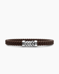 Chevron Bracelet in Brown Rubber with Sterling Silver, 6mm