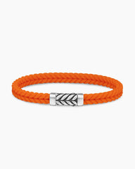 Chevron Bracelet in Orange Rubber with Sterling Silver, 6mm