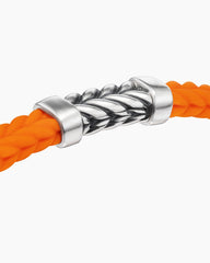 Chevron Bracelet in Orange Rubber with Sterling Silver, 6mm