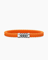 Chevron Bracelet in Orange Rubber with Sterling Silver, 6mm