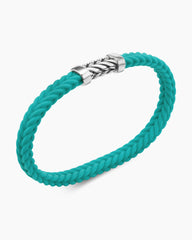 Chevron Bracelet in Turquoise Rubber with Sterling Silver, 6mm
