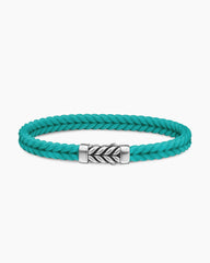 Chevron Bracelet in Turquoise Rubber with Sterling Silver, 6mm