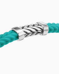 Chevron Bracelet in Turquoise Rubber with Sterling Silver, 6mm