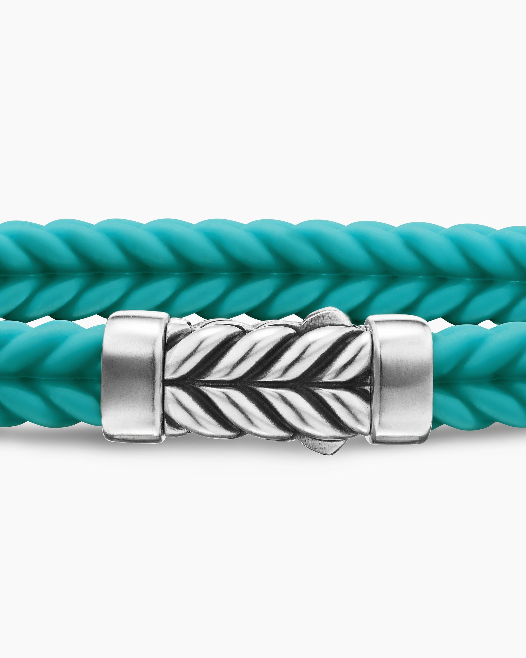 Chevron Bracelet in Turquoise Rubber with Sterling Silver, 6mm