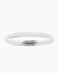 Chevron Bracelet in White Rubber with Sterling Silver, 6mm