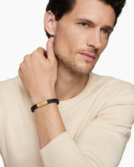 Chevron Bracelet in Black Rubber with 18K Yellow Gold and Diamonds, 9mm