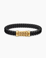 Chevron Bracelet in Black Rubber with 18K Yellow Gold, 9mm
