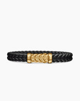 Chevron Bracelet in Black Rubber with 18K Yellow Gold, 9mm