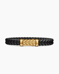 Chevron Bracelet in Black Rubber with 18K Yellow Gold, 9mm