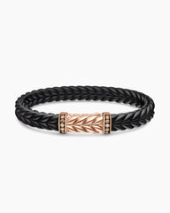 Chevron Bracelet in Black Rubber with 18K Rose Gold and Cognac Diamonds, 9mm