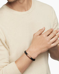 Chevron Bracelet in Black Rubber with 18K Rose Gold and Cognac Diamonds, 9mm