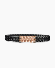 Chevron Bracelet in Black Rubber with 18K Rose Gold and Cognac Diamonds, 9mm