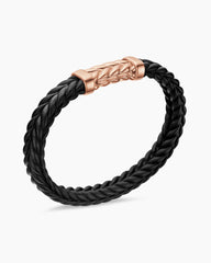 Chevron Bracelet in Black Rubber with 18K Rose Gold, 9mm