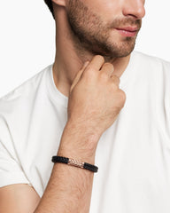 Chevron Bracelet in Black Rubber with 18K Rose Gold, 9mm